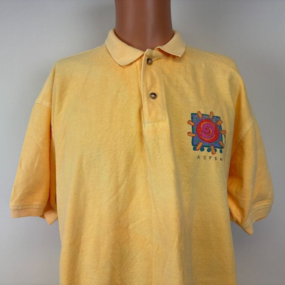 Vintage 90s Fresh Produce Polo Shirt Mens Size XL Yellow Aspen Made In USA
